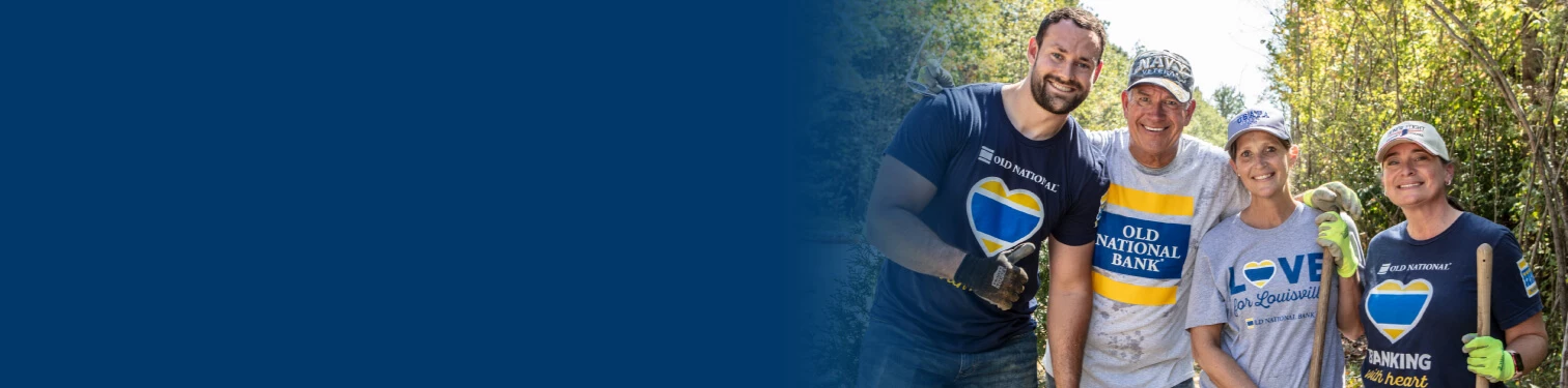 A few coworkers out helping in the community