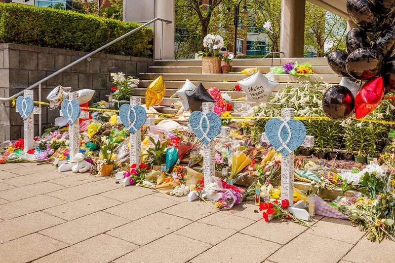 Memorial outside the Louisville location 