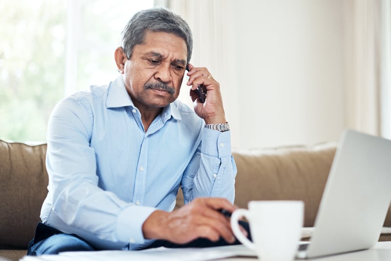 A man on his cell phone