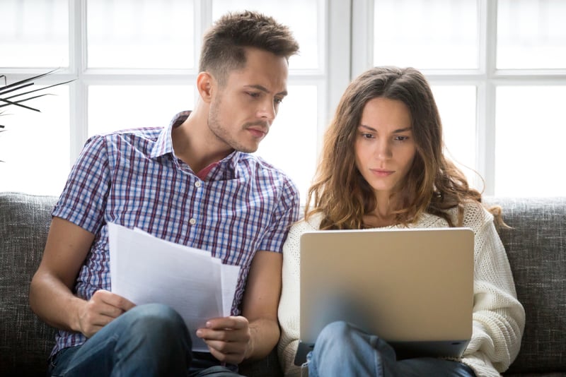 A couple looking at their finances