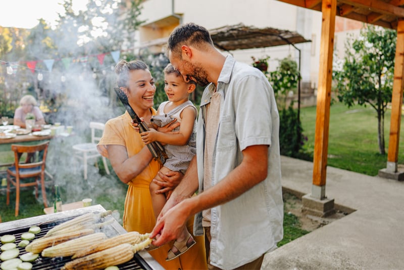 A family having a bbq