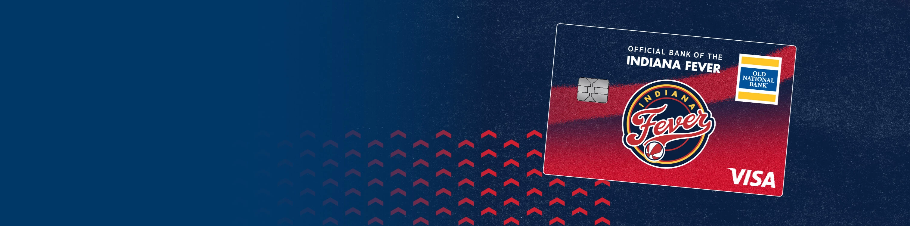 Graphic image displaying Old National Bank's credit card collaboration with the Indiana Fever