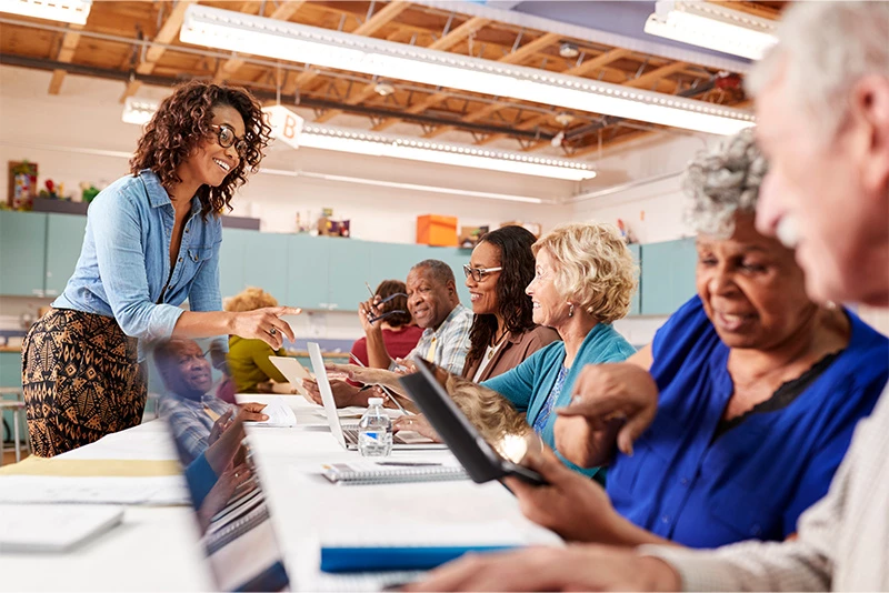 A class led by an instructor