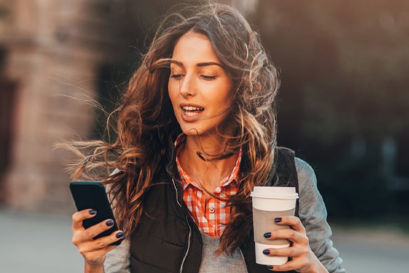 A woman on her mobile device