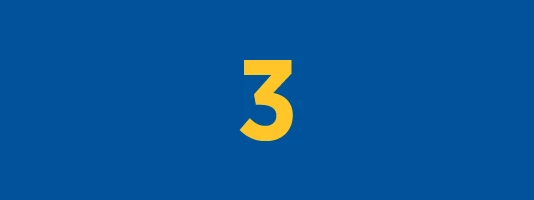 Infographic of a number three with blue background