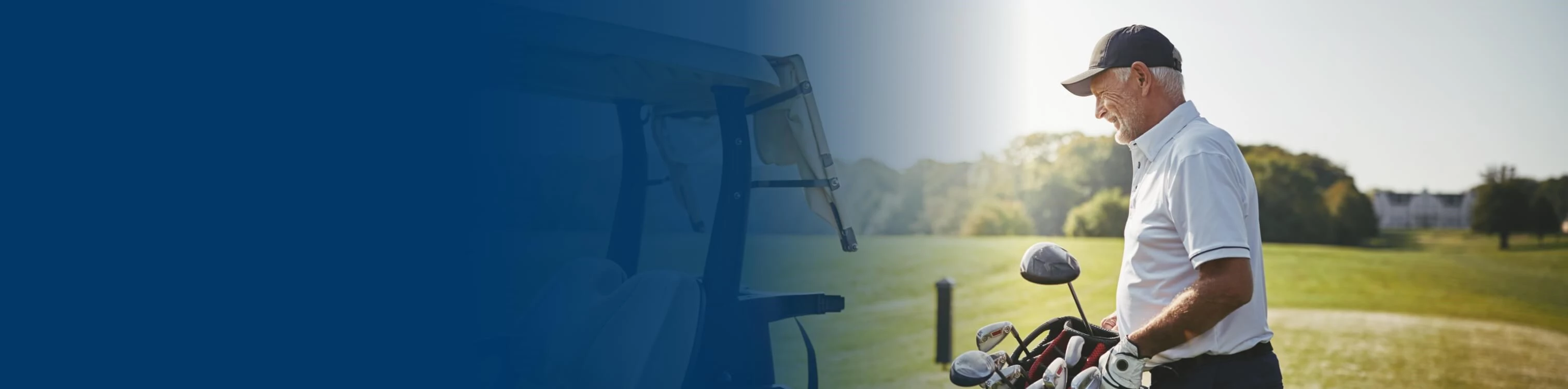 Image of an older man playing golf