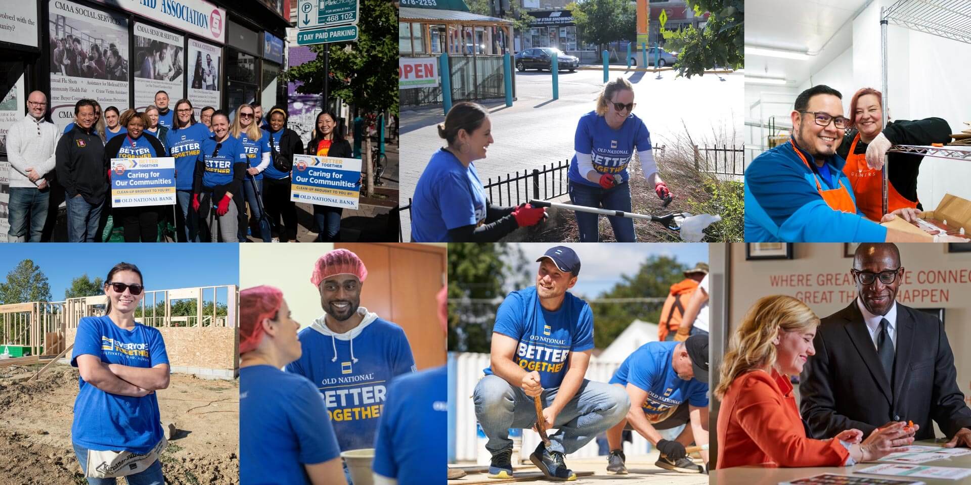 A group of pictures helping the community