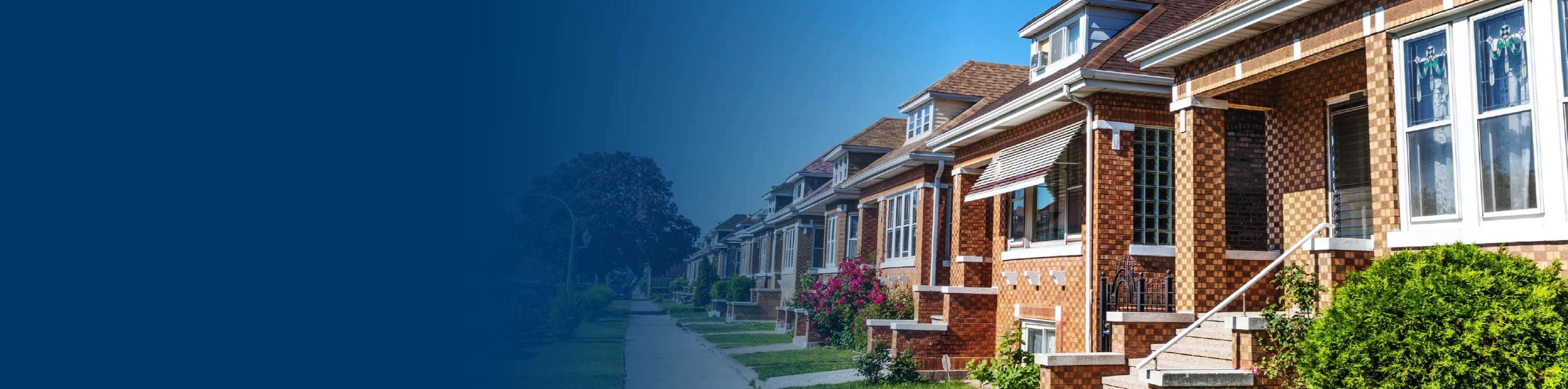 A row of houses on a street