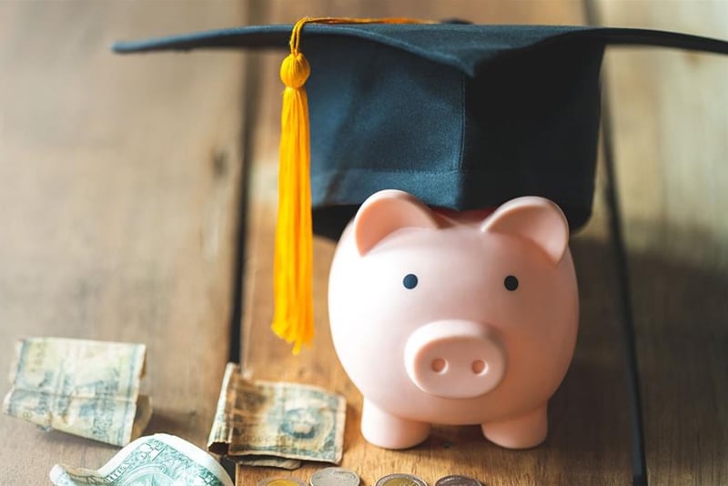 A savings account piggy bank for education