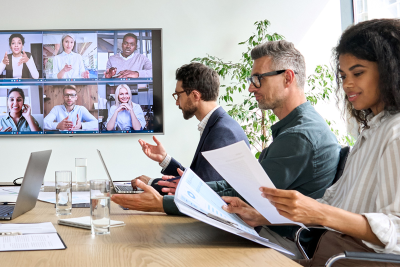 A department meeting to discuss agenda topics