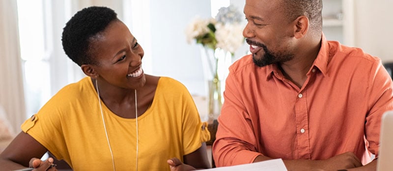 A couple together looking at their finances