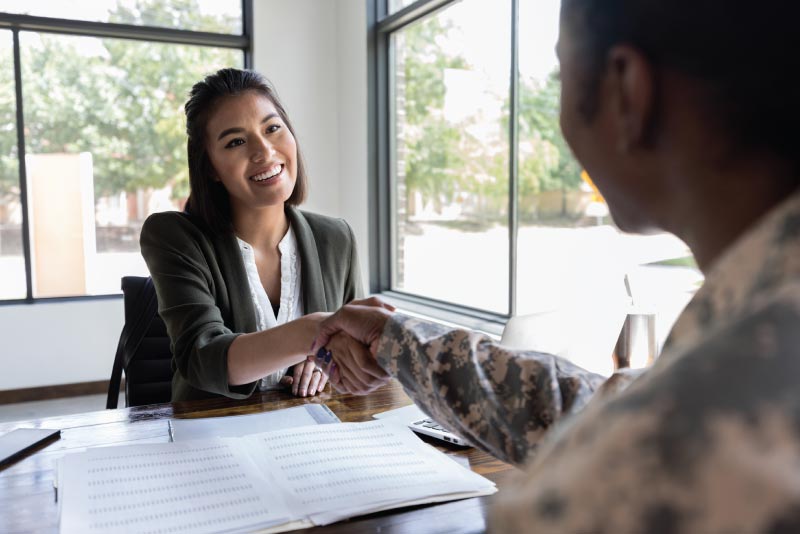 A lender talking to a client about a loan