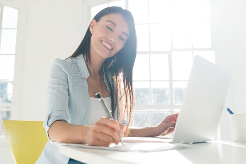 A woman applying for a new mortgage