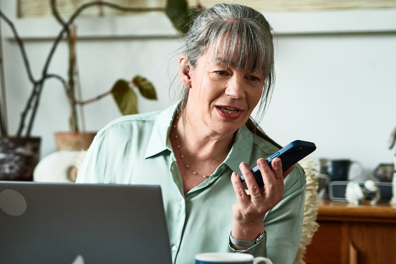 A business owner on her phone