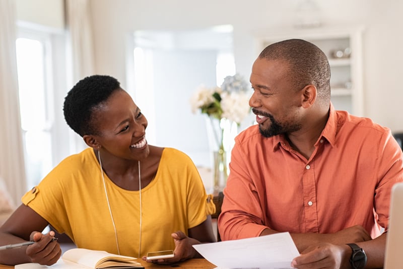 A couple reviewing their finances