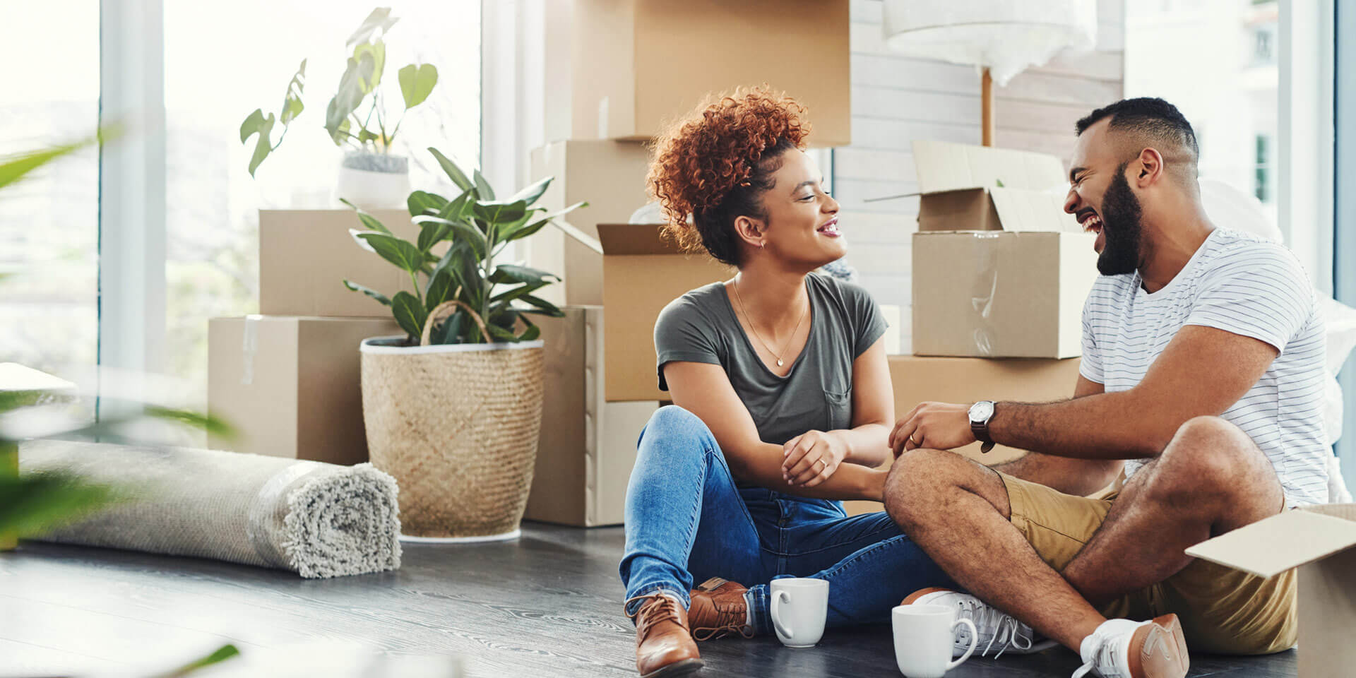 A couple together in their first home