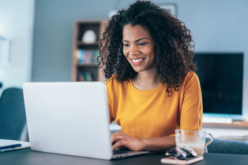 A woman working on her laptop