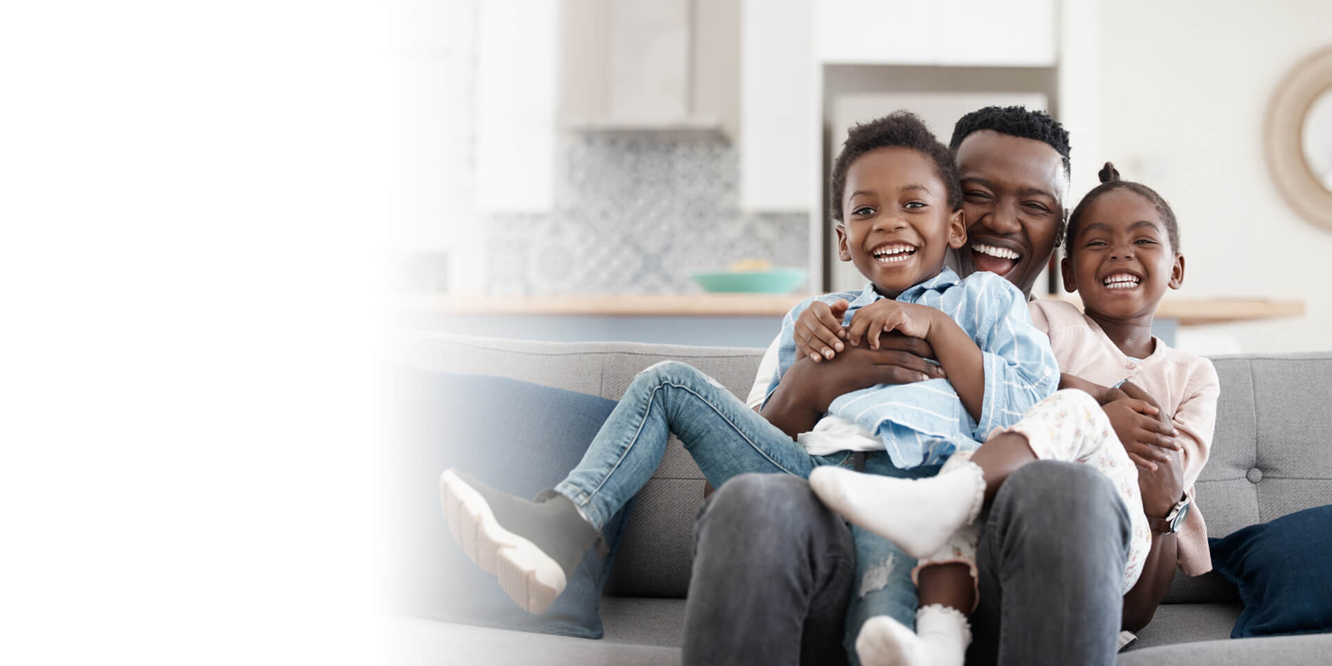 A family together on their couch