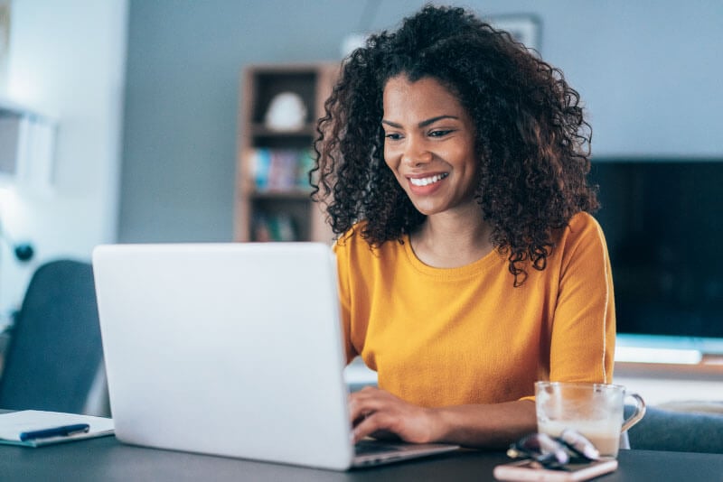 A woman at her laptop