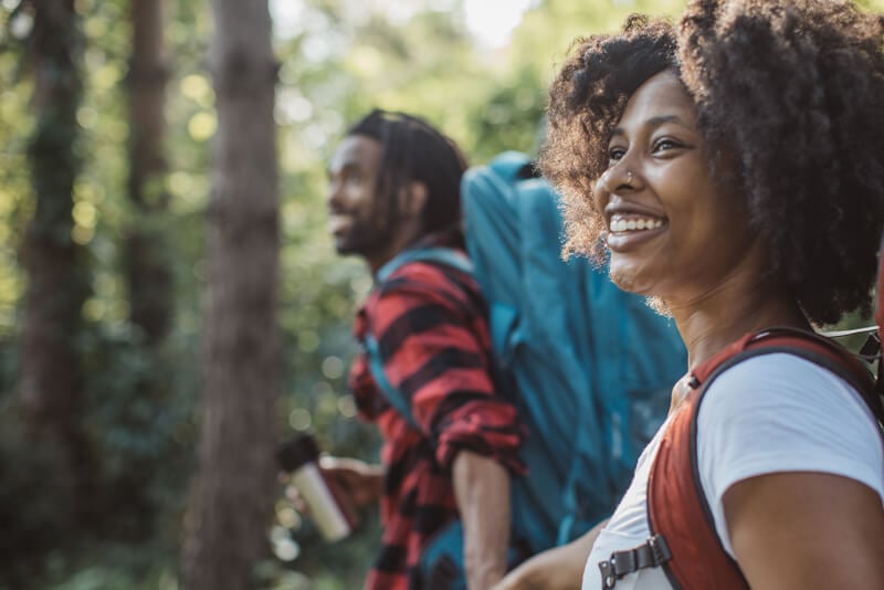 Couple hiking in the forest