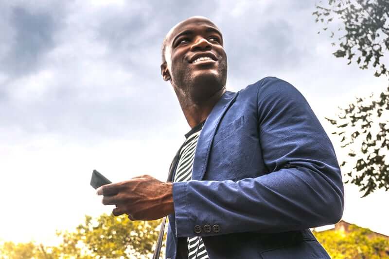 A man on his mobile device