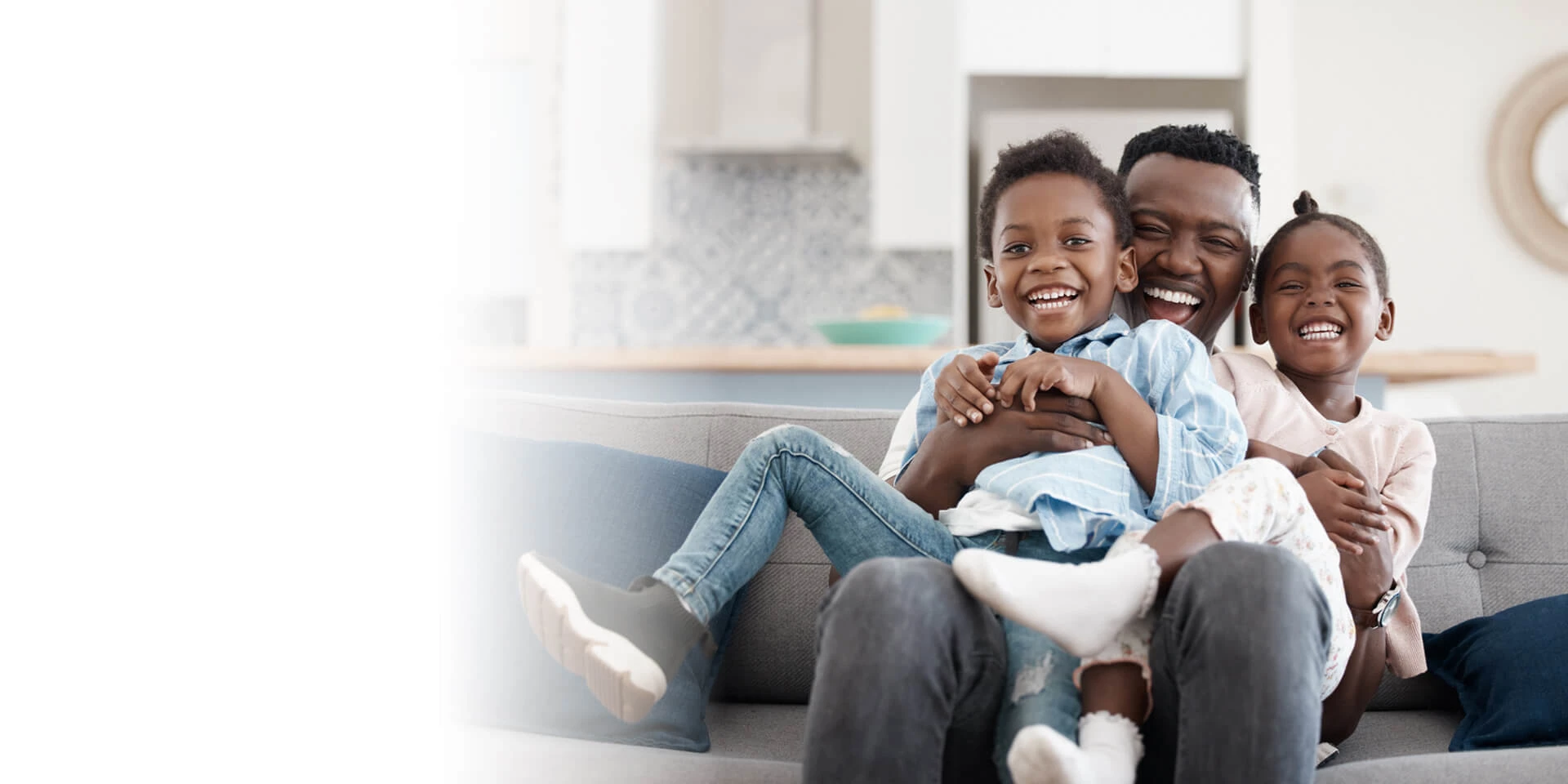 A family together on their couch