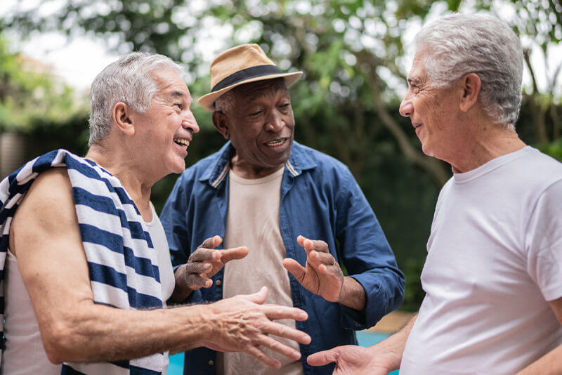 Friends getting together to talk