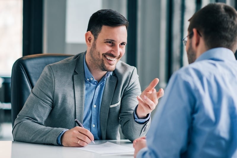 A client meeting to discuss his financials