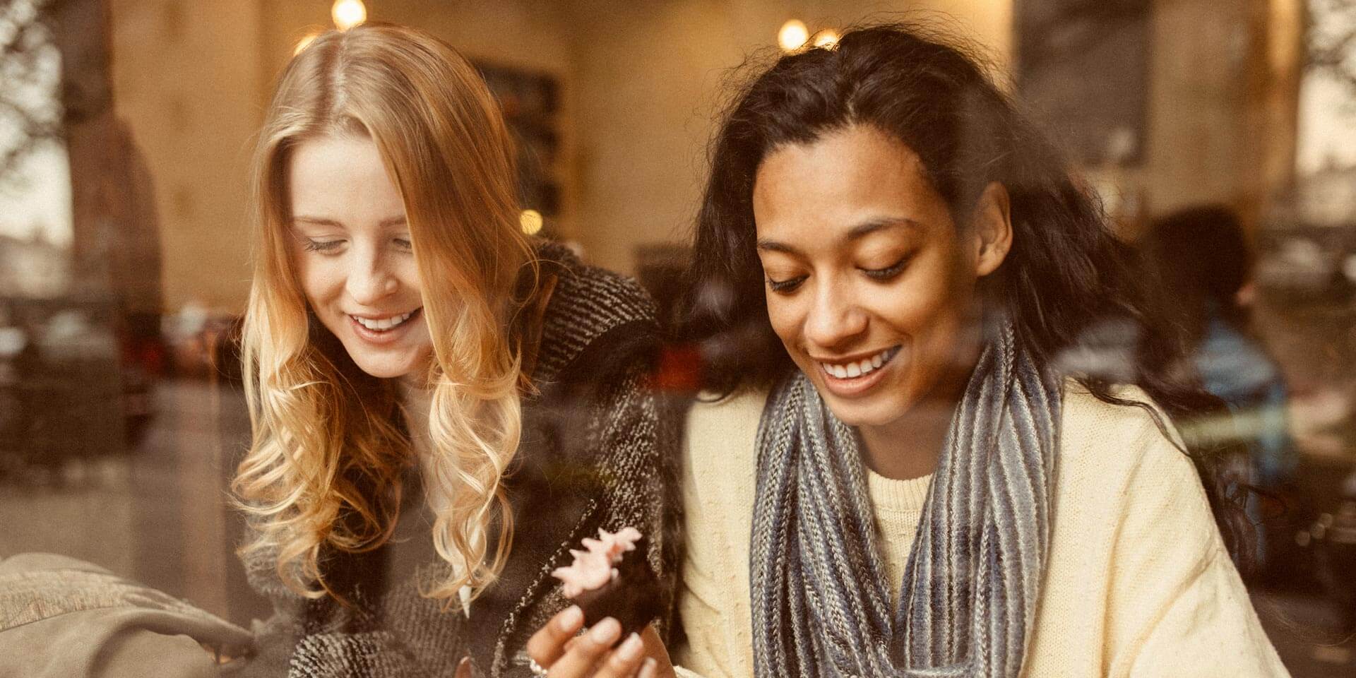 Friends hanging out at a coffee shop