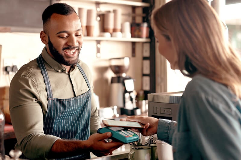 A customer making an electronic payment