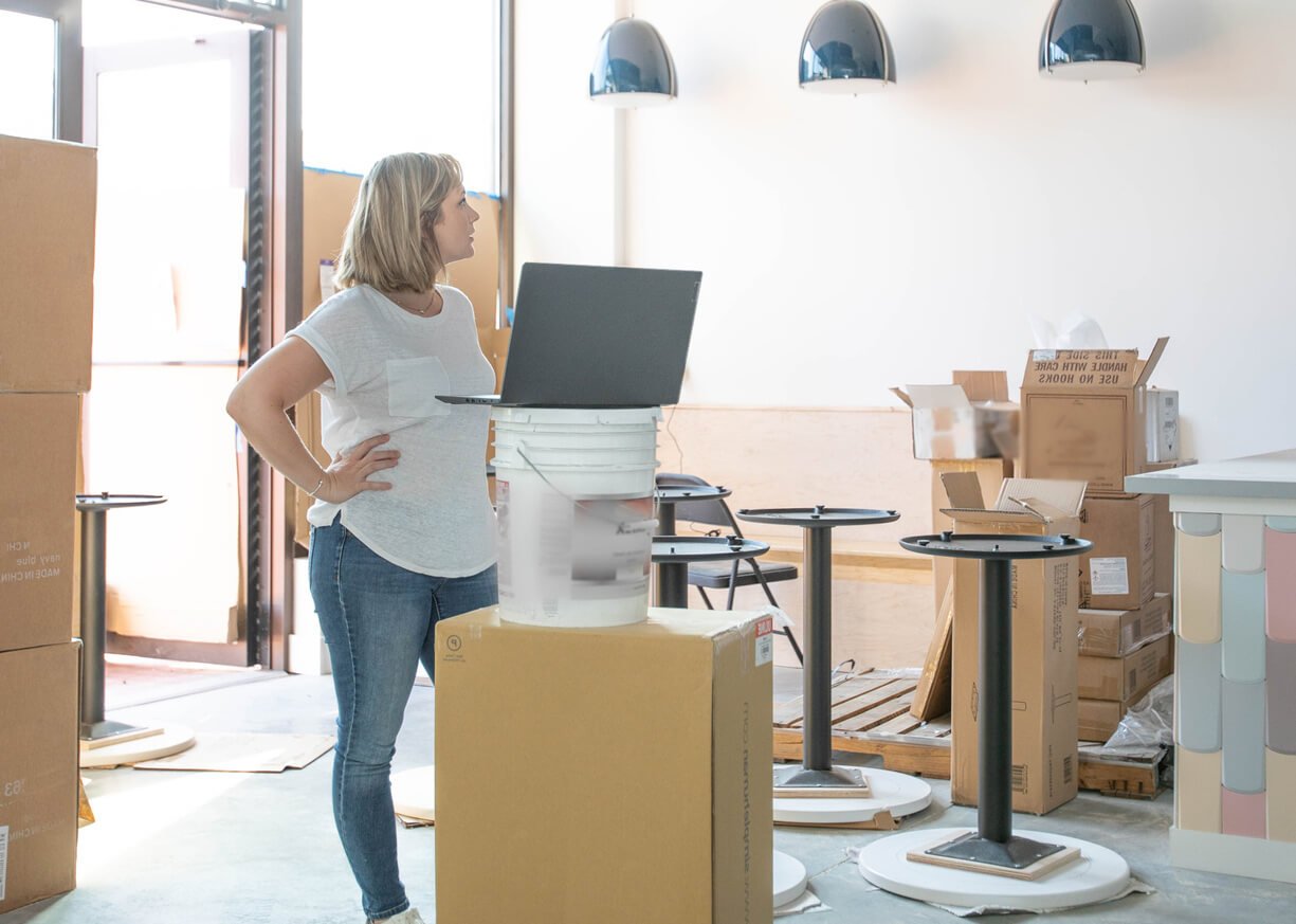 A new business owner getting her restaurant up and running