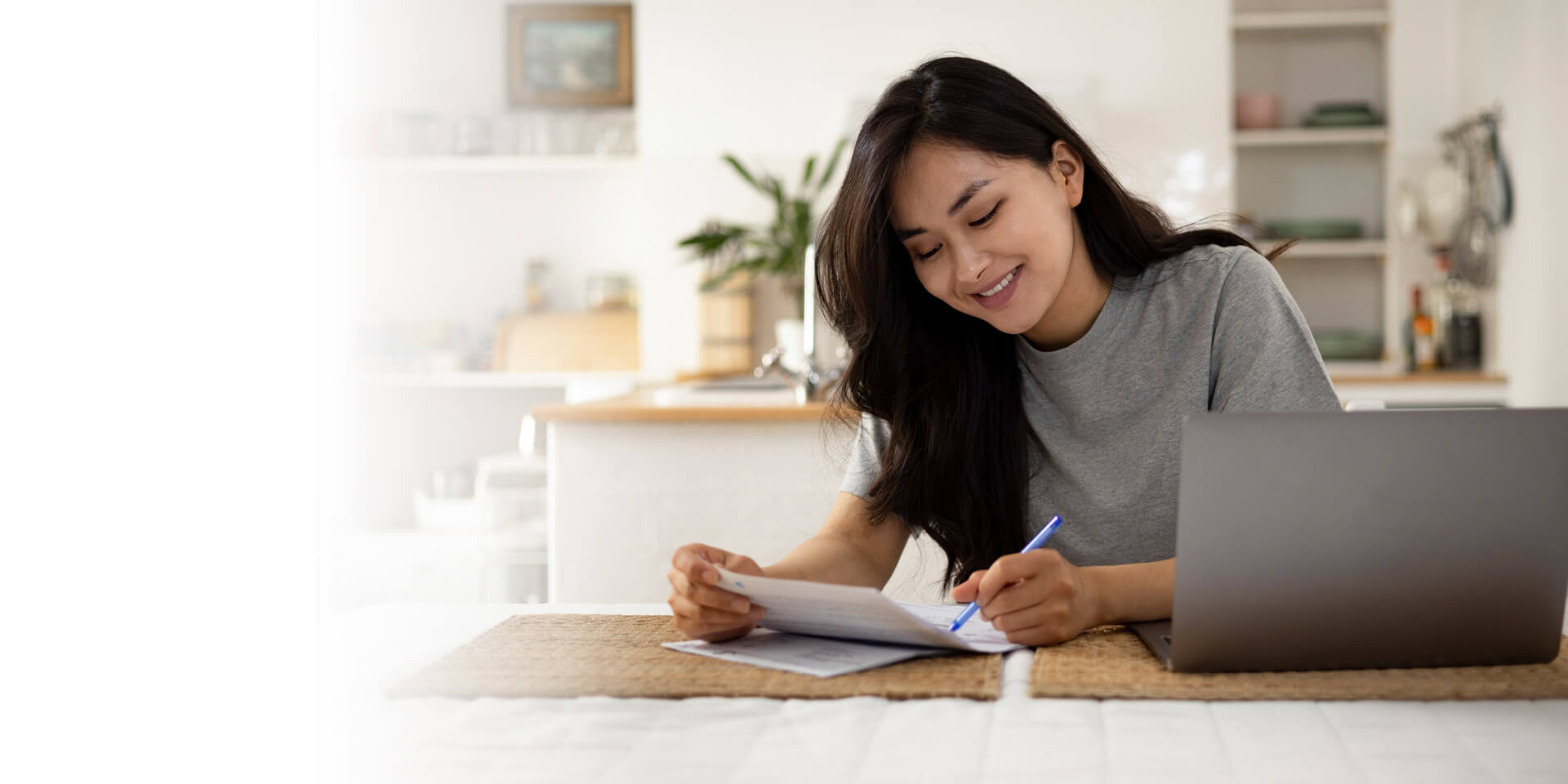 A woman working on her budget