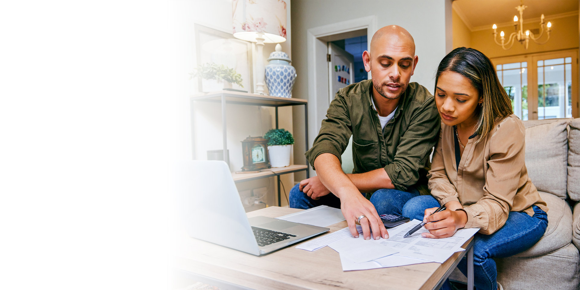 A couple going through their finances