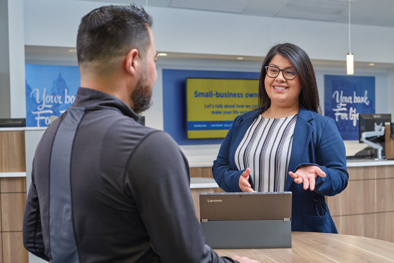 A coworker meeting at a branch