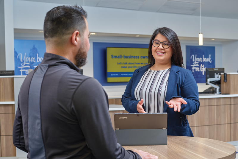 Helping a client at a Old National branch